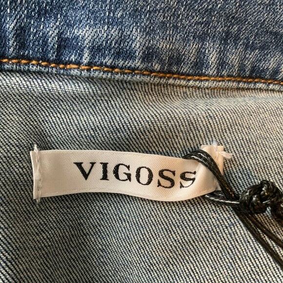 Vigoss Jean Jacket Womens Size Medium Long Sleeves Flap Pockets Denim NEW - Picture 10 of 12